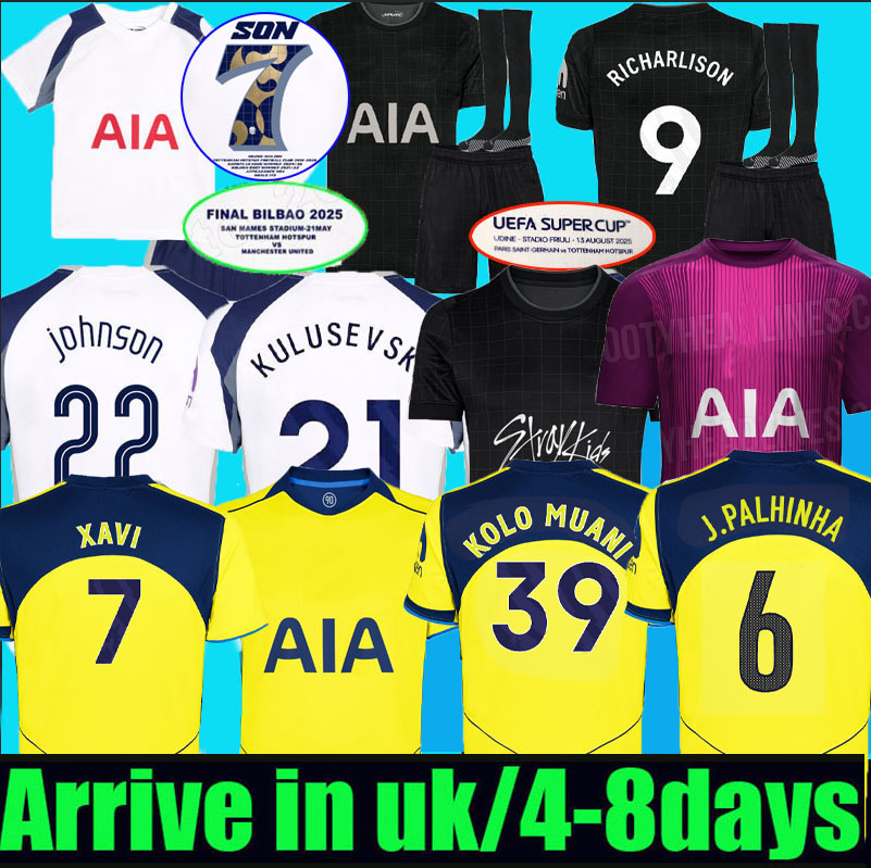 25 26 SON XAVI RICHARLISON FINAL Soccer Jerseys KOLO MUANI Kudus 2025 2026 J.PALHINHA AWAY Football shirt VICARIO KULUSEVSKI SOLANKE Johnson third Men KIDS kit