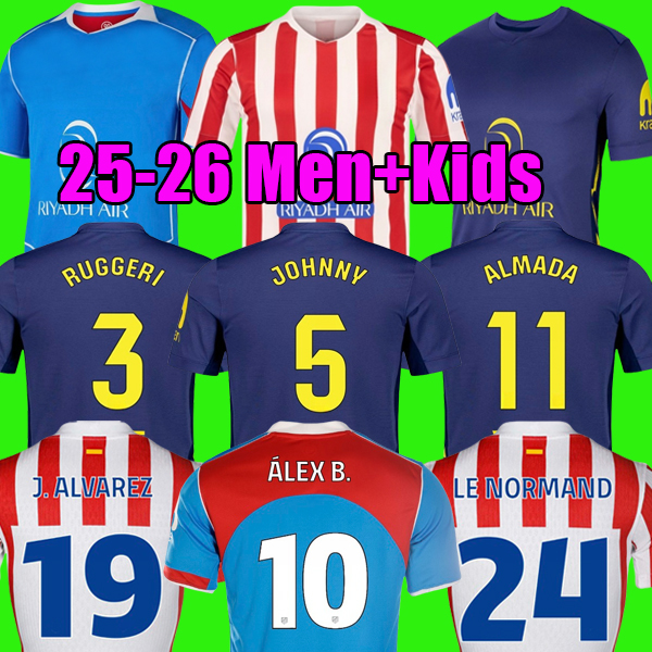 ALMADA GRIEZMANN JOHNNY 25 26 Atleticoss Madridss soccer jersey J. ALVAREZ football kit shirts RUGGERI ALEX B. camiseta de futbol men kids kits set 2025 2026 camisetas