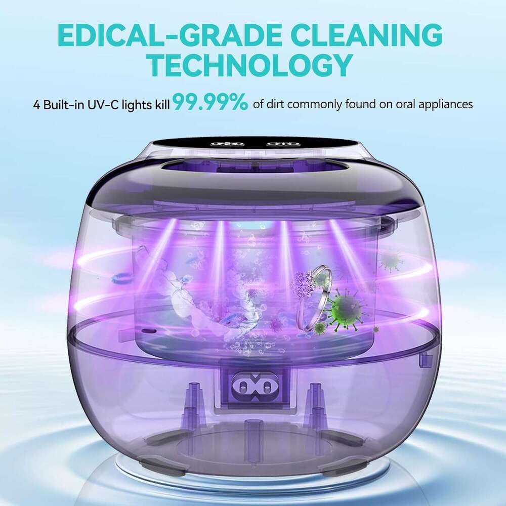 Denture - 45kHz Retainer hine with 200ML Dental Pod, 9 Modes Ultrasonic Cleaner for Denture, Mouth Guard Clenching, Aligner, Braces, Toothbrush, Jewel