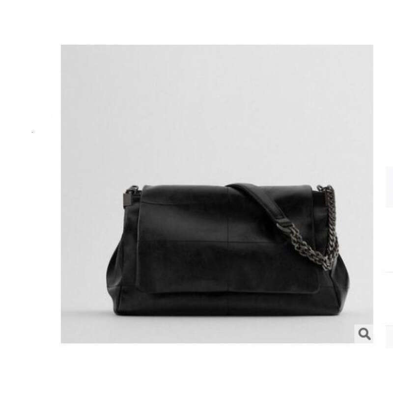 Z Brand Women's Fashion Versatile Large Capacity Commuter Chain Wandering Black Rock Style Flap Bag Trendy Single Shoulder Chic