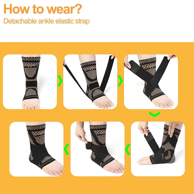 1PC Copper Infused Ankle Support Compression SocksAnkle Braces for Men WomenAnkle SleevesFoot Wraps 250905