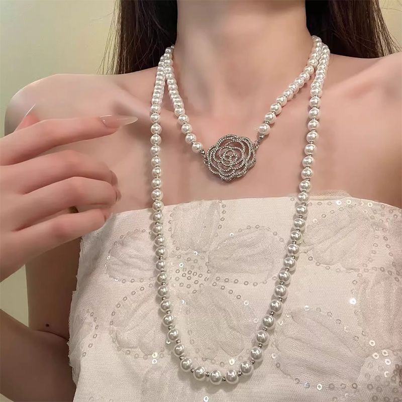 Camellia Pearl Long Sleeve Sweater Necklace Fashionable New Fall Elegant High-End Bestseller Luxury High-Grade Unique Style Quality