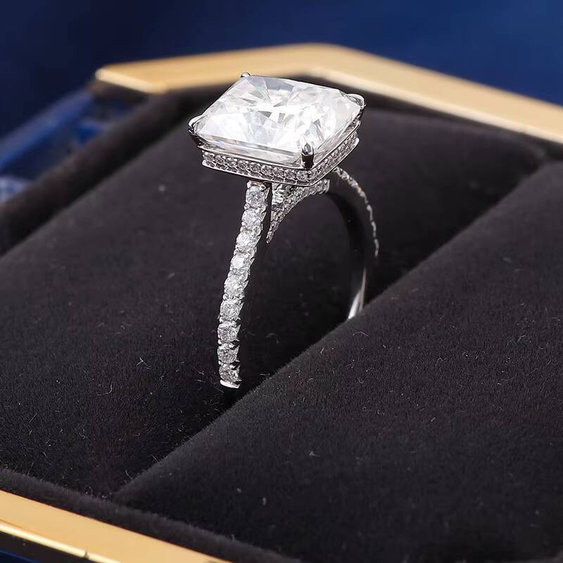 Custom Band Set Radiant Cut 4ct 14k White Gold Diamond Wedding Rings Solitarire Jewelry Women Moissanite Luxury Ring