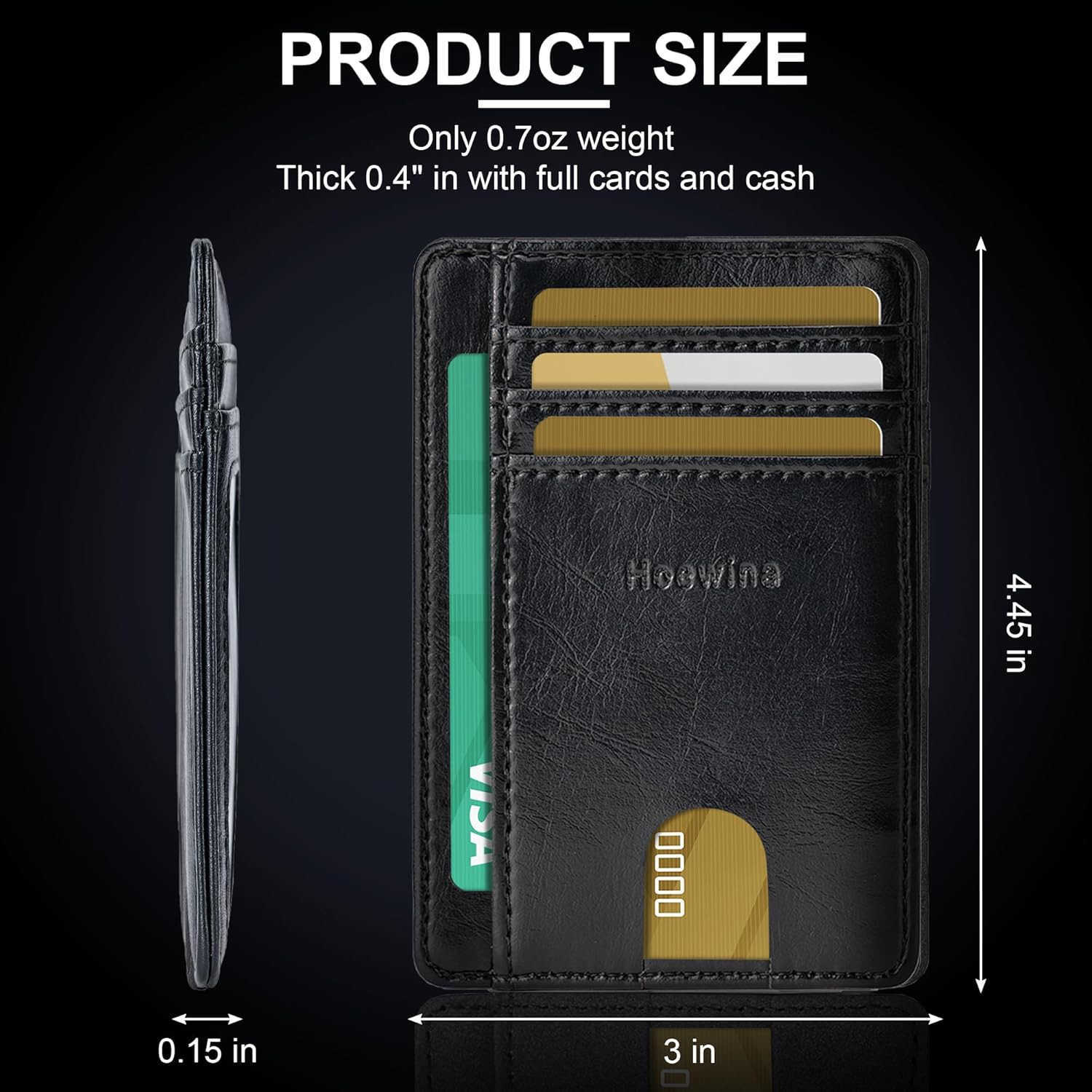 Slim Wallet for Men CARD Holder Wallet Minimalist Design RFID Blocking Front Pocket Leather Thin Wallet for Men and WomenBlack Z250906