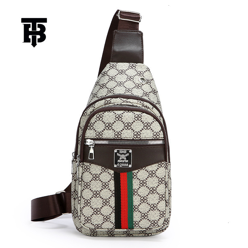 Designer Bag New Personalized Printed Men's Chest Bag Trendy Casual Versatile Shoulder Bag Water-resistant PU Luxury Bag Texture Commuter Crossbo