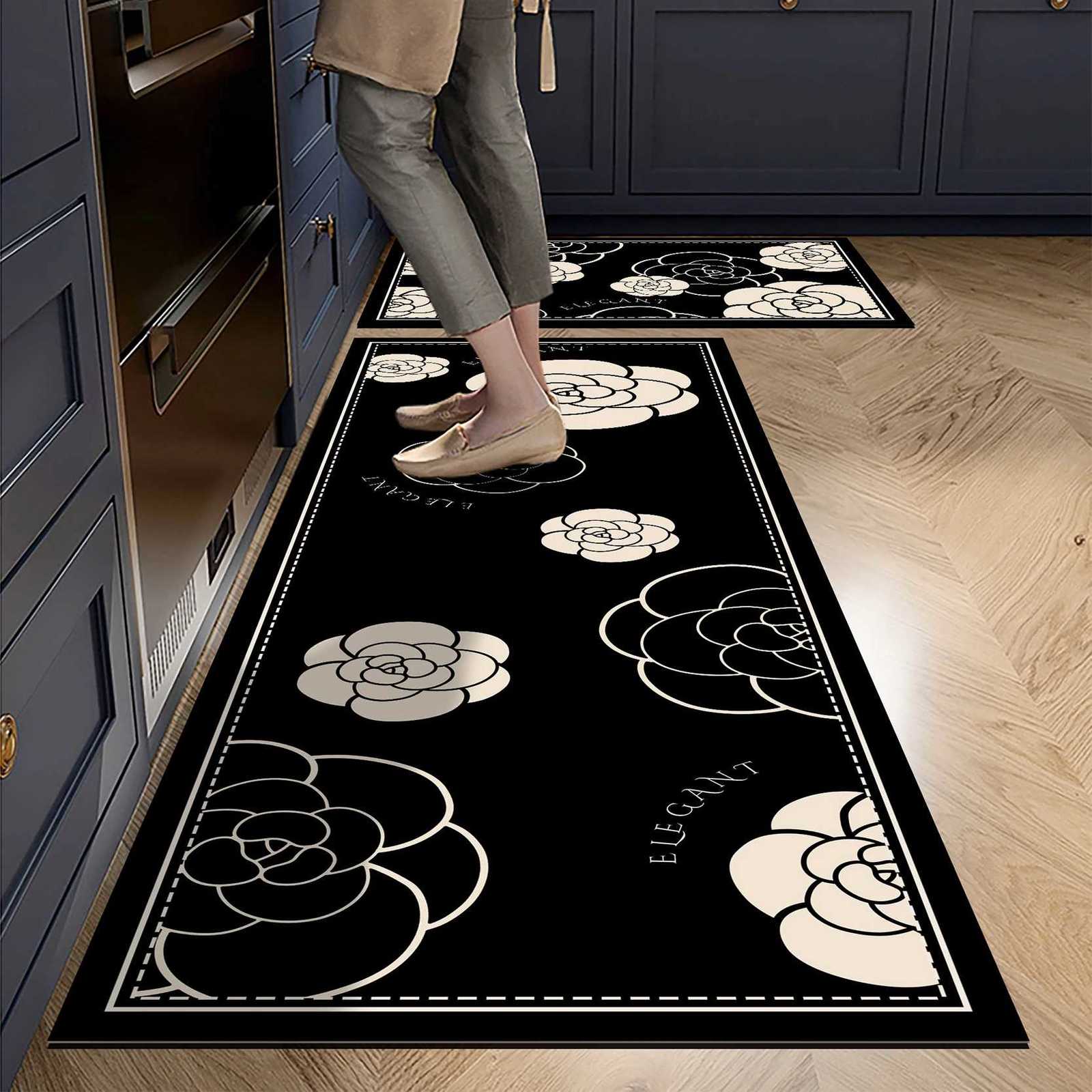 Luxurious VIKAMA Crystal Velvet Long Kitchen Carpet AntiSlip WaterAbsorbent OilAbsorbent And DirtResistant Floor Mat Home Decoration Y251105