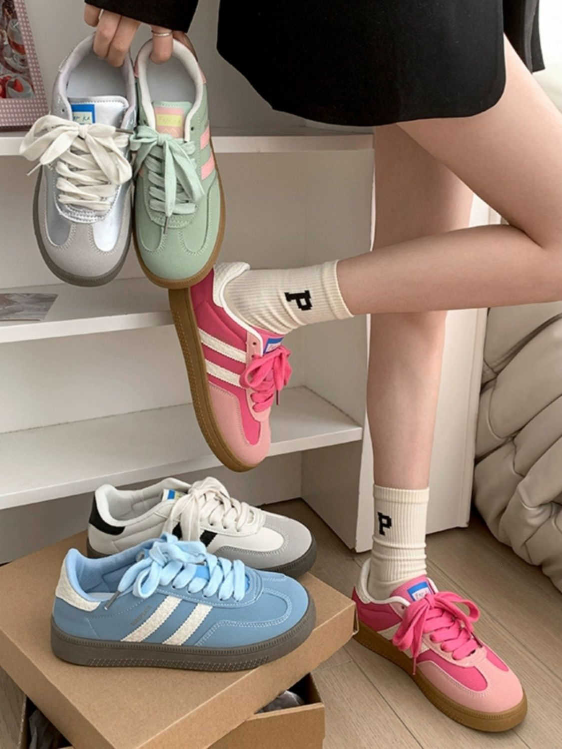Shoes Woman 2025 Trend Casual Sneakers Comfortable Lace Up Flats Tennis Shoe Breathable Walking Jogging Shoe Womens Sneakers XJ250529