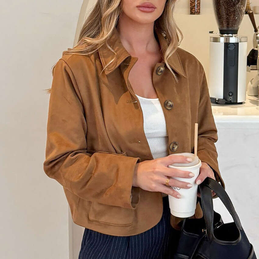 Autumn Winter New Old Money Style Suede Jacket For Women With Design Sense And Casual Matte Velvet Top B3