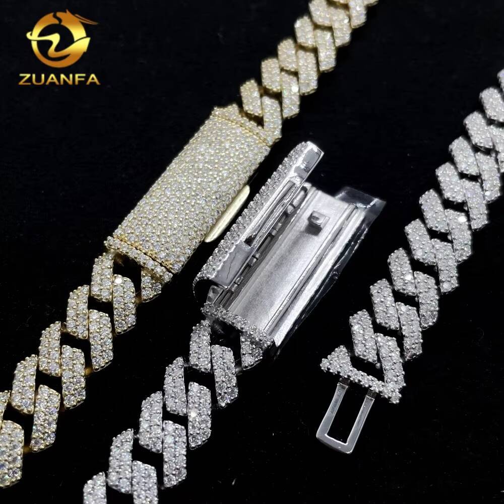 RTS Hot Selling Fast Shipping Pass Diamond Tester Hip Hop Jewelry 10mm Moissanite Cuban Link 925 Silver Iced Out Cuban Bracelet
