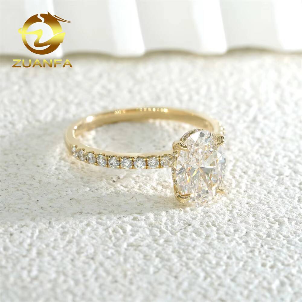 Zuanfa Top Quality Women Wedding Engagement Jewlery Round Lab Grown Diamond HPHT CVD Diamond Ring