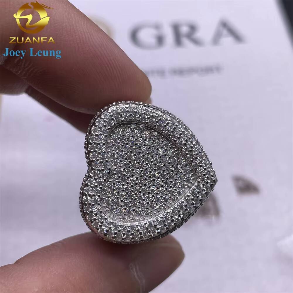 Hip Hop Jewelry New Arrival Iced Out Ring 18K Gold Plating VVS Diamonds Heart Shape Moissanite Men Ring