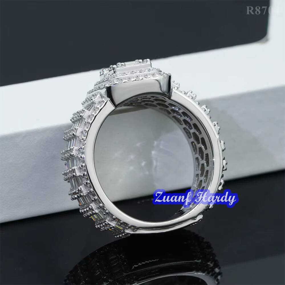 Fine Jewelry Iced Out Men Diamond Ring Real Gold Plated 925 Sterling Silver VVS Moissanite Diamond Hip Hop Ring