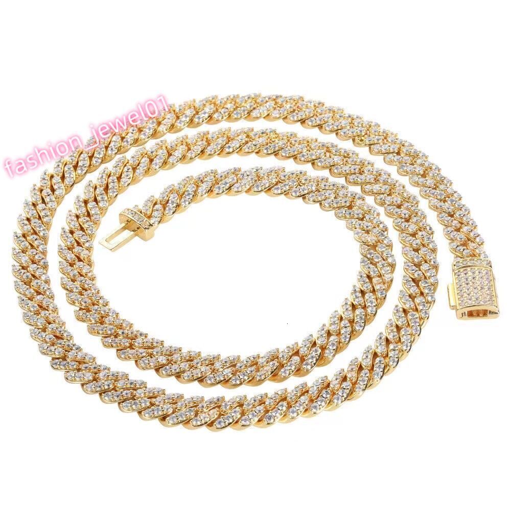 12mm Width One Row Big Stone Custom Name 10K Gold 925 Sterling Silver Iced Out VVS Moissanite Diamond Cuban Link Chains