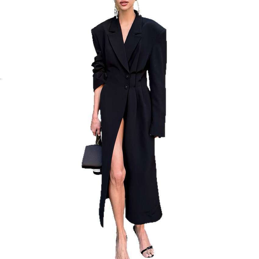 Autumn Winter New High-End Sleeve Waist-Cinching Long Trench Coat Design Sense Elegant Fashion Commuting B3