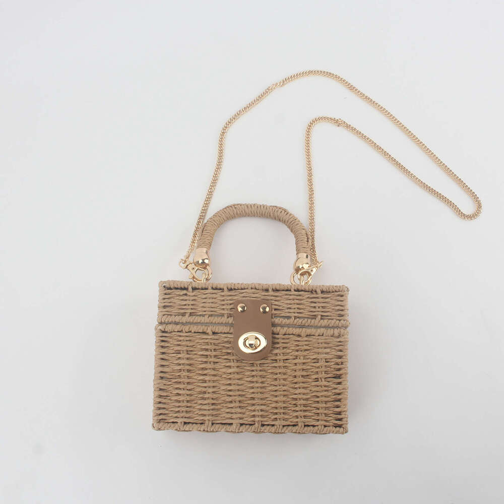 Fashion Box Small Square New Straw Bag Single Shoulder Crossbody Handbag for Women