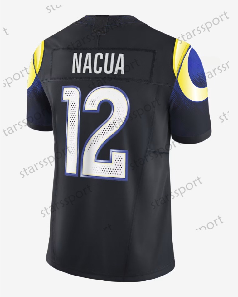 Custom 2025 Black Rivalries jerseys Matthew Stafford Kyren Williams Aaron Donald Puka Nacua avante Adams Rozeboom Jaylen McCollough Stetson Bennett IV