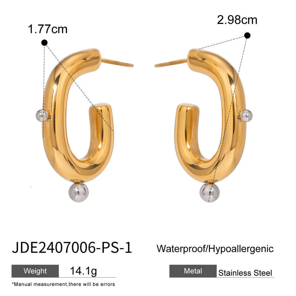 DHpet 2025 Stylish European American Stainless Double - C Earrings with Zirconia, Geometric Titanium Steel Studs H260202