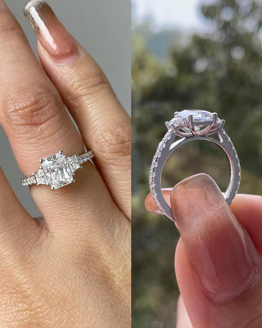 14k 18k Gold Engagement 425mm DEF VVS Cushion Cut Certified Lab Grown Lab Diamond Eternity Diamond Jewelry Ring