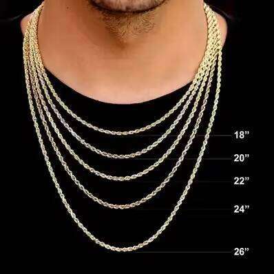 3mm-6mm Solid Rope Hip Hop Style With Custom Size Necklace 10k 14k Real Gold Chain Inlay Moissanite