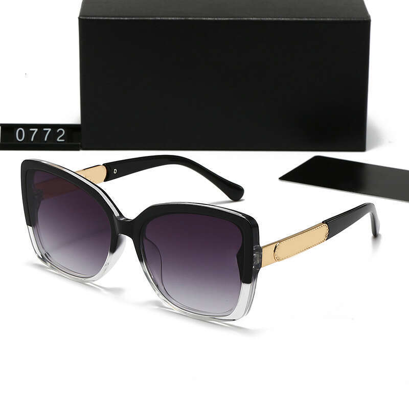 New Men and Women Large Frame Glasses Letter Hollow Internet Celebrity Light Luxury Sunglasses 0772 8d5