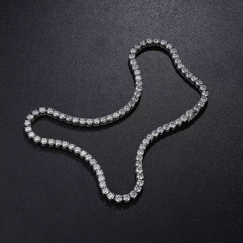 925 Silver Moissanite Link Chain Black Tennis Cuban Link Chain Elegant Moissanite Necklace