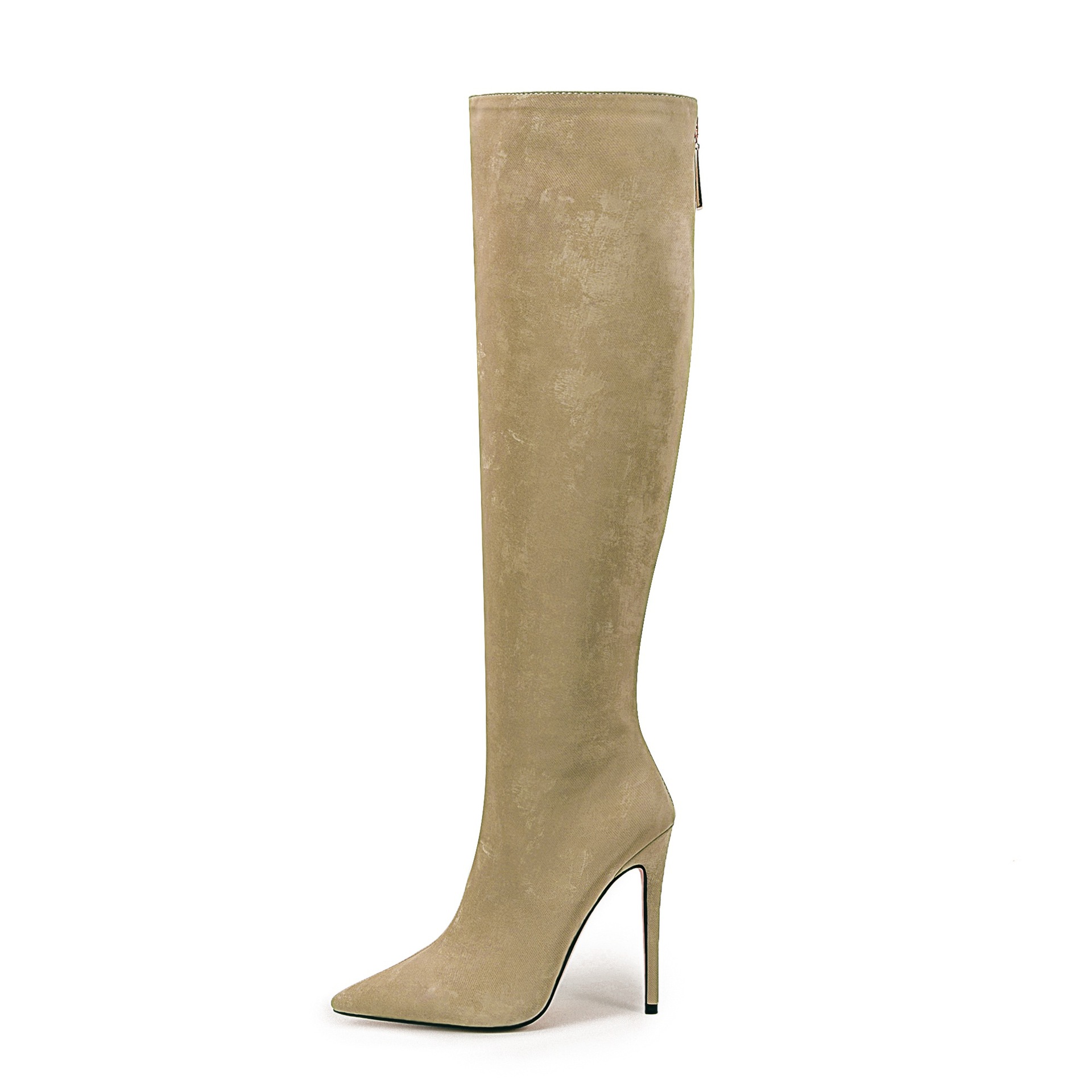 Chengdu Handmade Satin Pointed Toe Knee High Boots - Stiletto Heel Riding Boots (5 Elegant Colors) Slimming Runway Fashion Boots