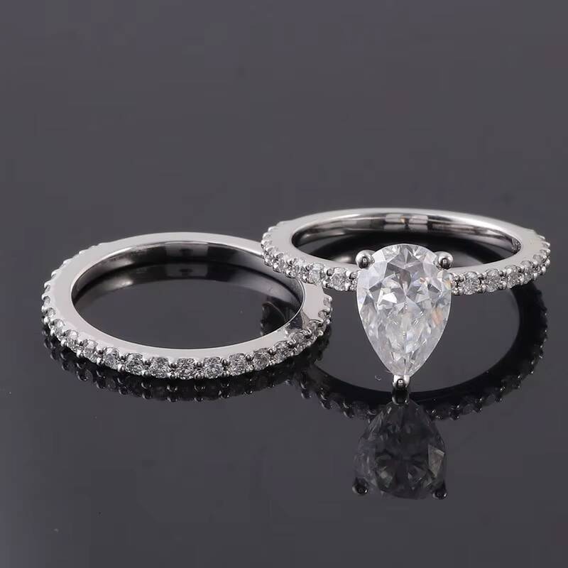 Custom Band Set Radiant Cut 4ct 14k White Gold Diamond Wedding Rings Solitarire Jewelry Women Moissanite Luxury Ring