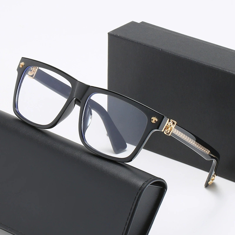 Chrome Sunglasses luxury designer glasses for men and women Retro square frame Cross anti blue light flat lens eyewear