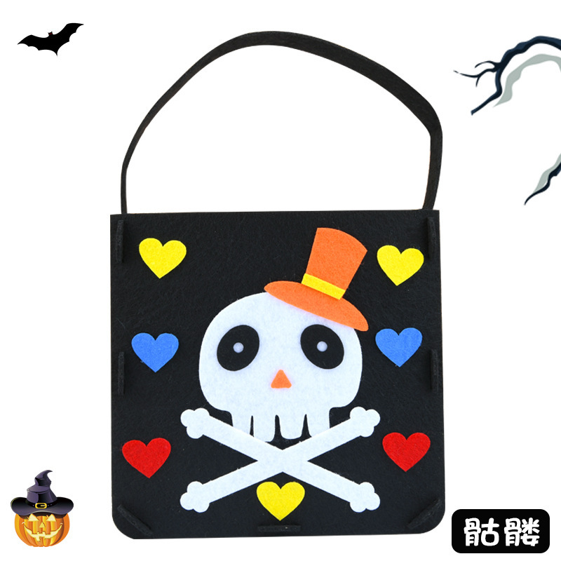 Handmade Halloween Sugar Bag Children's Portable Pumpkin Head Candy Bag DIY Material Bag