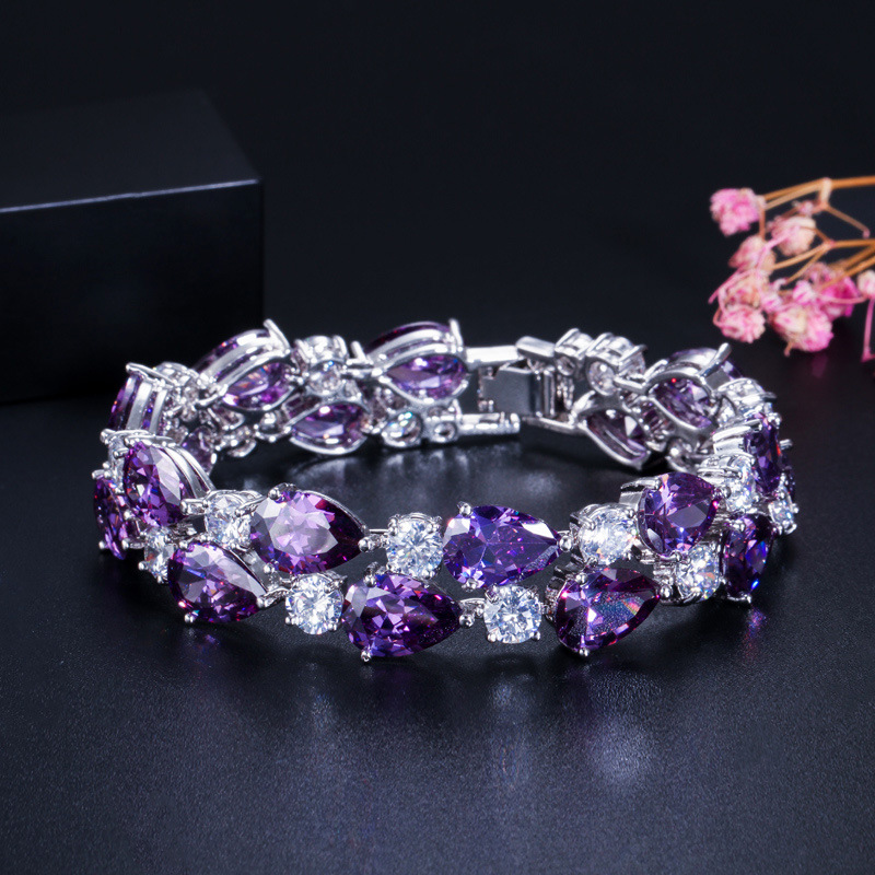Elegant Women's Charms Bracelet with AAA Quality Cubic Zirconia for Wedding Jewelry