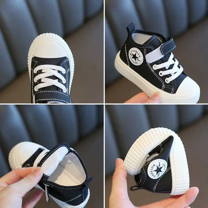 New Canvas Hightop Casual Sneakers Nonslip Childrens Skateboard Softsoled Baby Running Shoes W250910 XJ260303