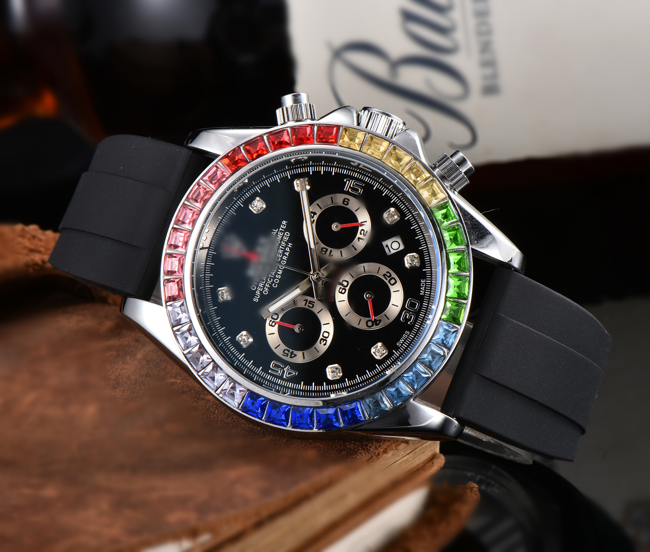Mens women DAY TONA Diamond encrusted Automatic quartz Movement watch Wristwatch Designers Men Watches Stainless Steel Strap Gold Wristwatches Montre de luxe #225