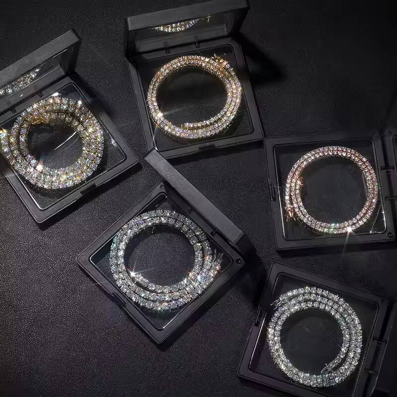 Mens Stylish Moissanite Tennis Chain Necklace and Bracelet Set Unique 925 Silver Cuba VVS Ice Out Pop Jewelry Style