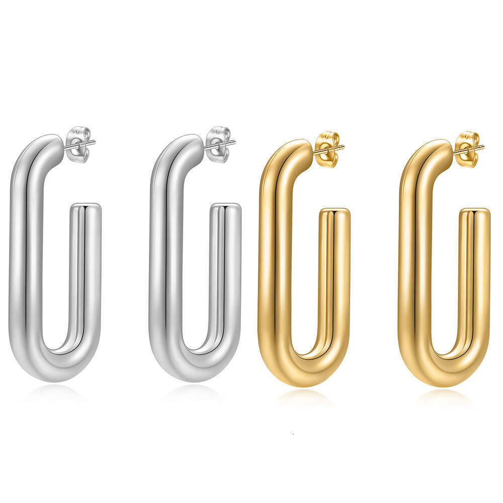 DHpet 2025 Winter: Women's European - American Ins - style Stainless - steel U - shaped Open - end Earrings