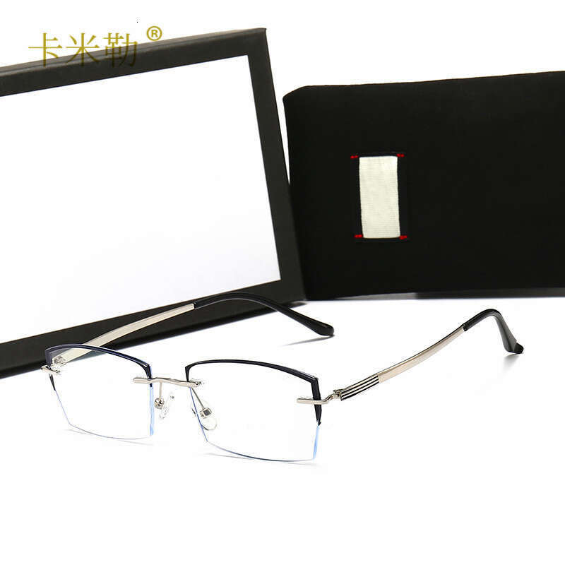 New Anti-Blue Half Metal Oval Face Frame Can Be Paired with Prescription Blue Light Blocking Sunglasses 9001 Sunshade 746