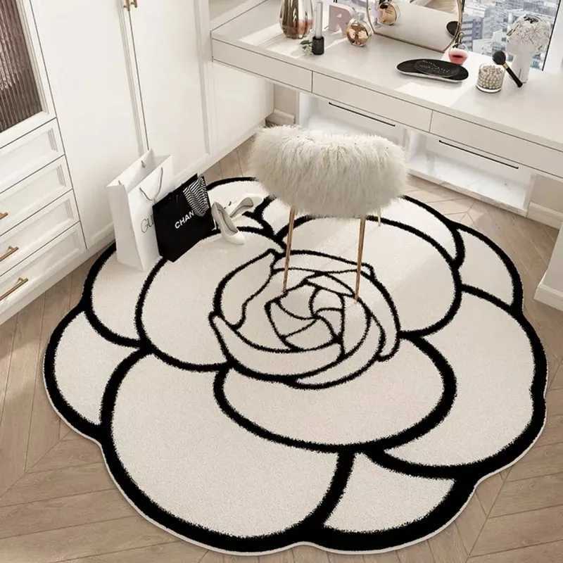 Luxurious VIKAMA Home Decoration Light Luxury Camellia Imitation Cashmere Rug Living Room Bedroom Sofa Rug Dirt Resistant Carpet Office Y250906