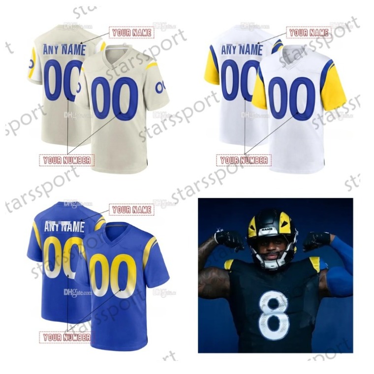 Personalize Custom Rivalries jersey Matthew Stafford Kyren Williams Aaron Donald Puka Nacua avante Adams Christian Rozeboom Jaylen McCollough Stetson Bennett IV
