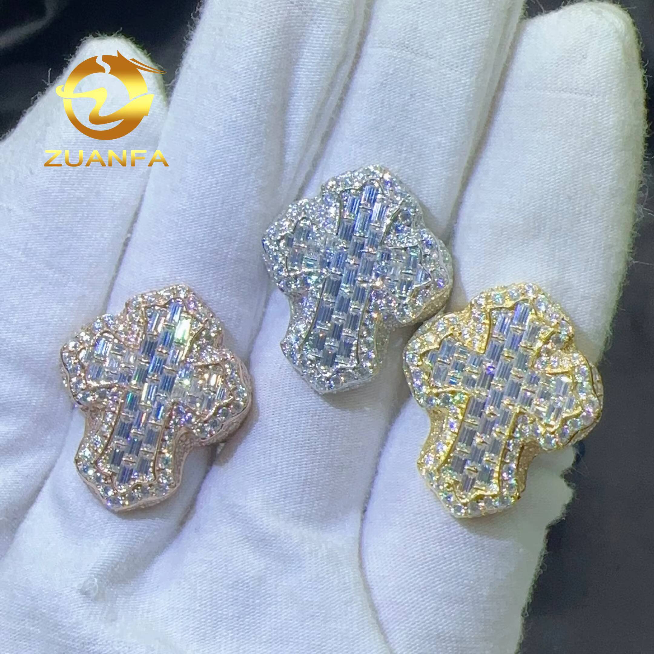 Luxury Jewelry VVS Moissanite Diamond Men Ring Shining Iced Out Cross Rings Hip Hop Rings