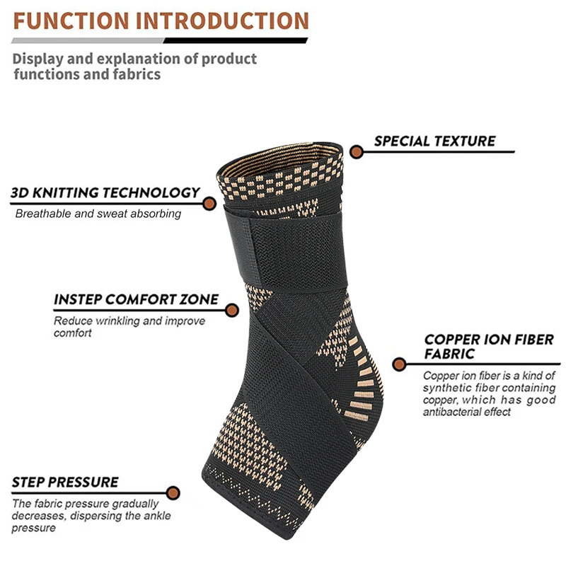 1PC Copper Infused Ankle Support Compression SocksAnkle Braces for Men WomenAnkle SleevesFoot Wraps 250905