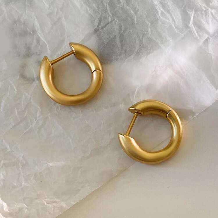DH collections 2025 New Minimalist Matte Earrings - Round Hoop Earrings, Light Luxury Retro Style, Unisex Copper Electroplated Jewelry