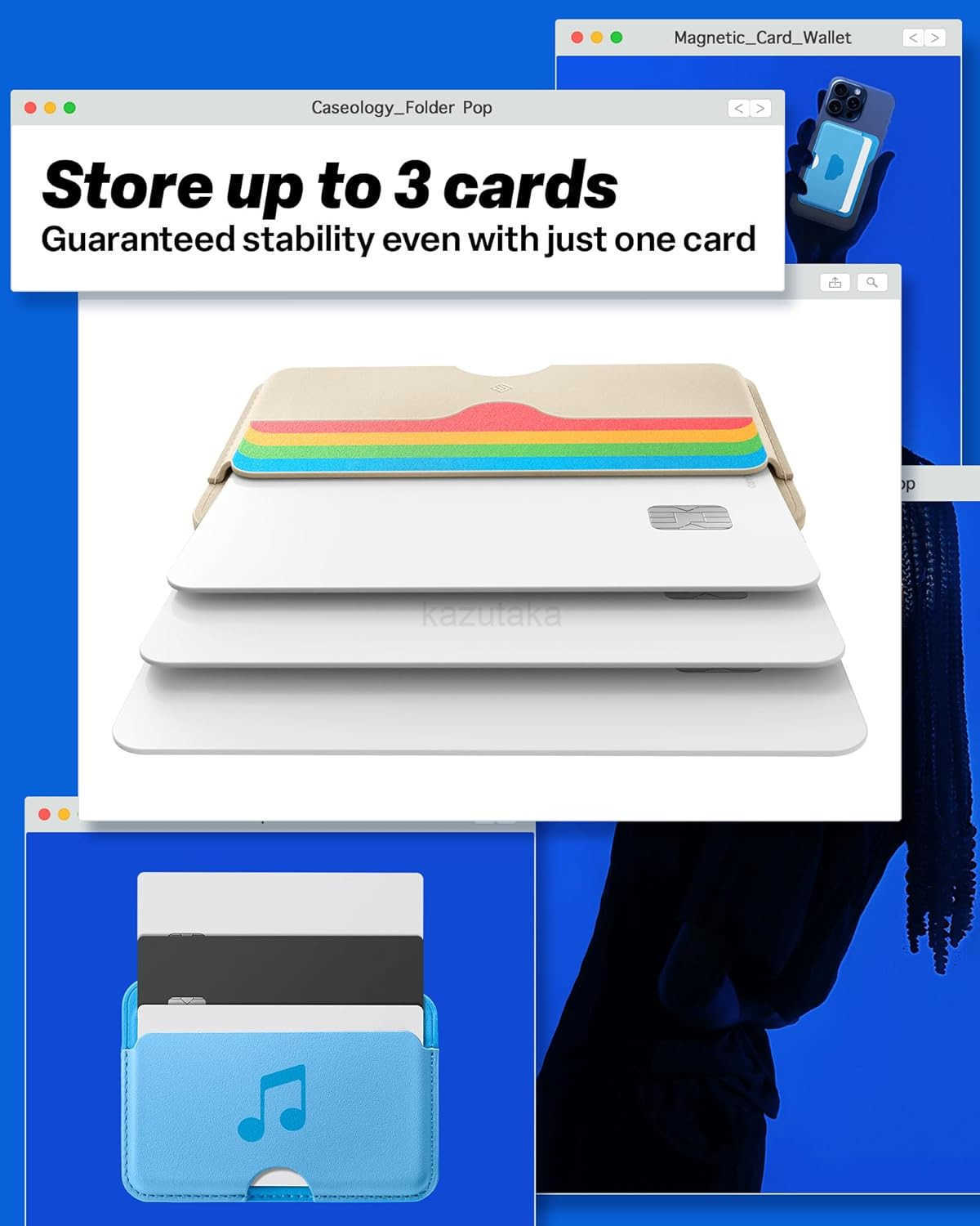 Folder Pop Builtin Magnet NonSlip Silicone pad Vegan Leather Wallet Magnetic Card Holder Sleeve Compatible with Magsafe for iPhone 16 15 14 13 12 Seri