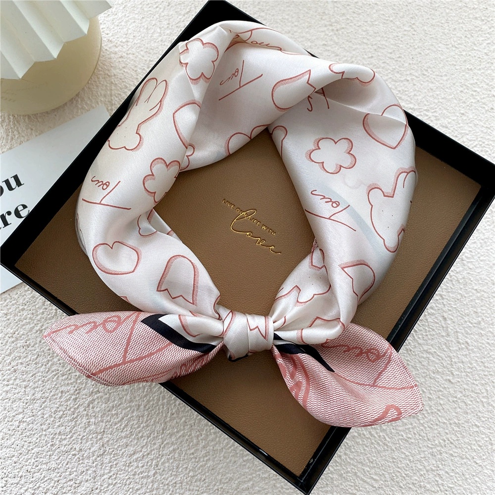 Fashion Women Men Summer Bohemian Style Colorful Print Charms Bear Heart Blue Pink Thin Transparent Silk Scarf A Friend Gift