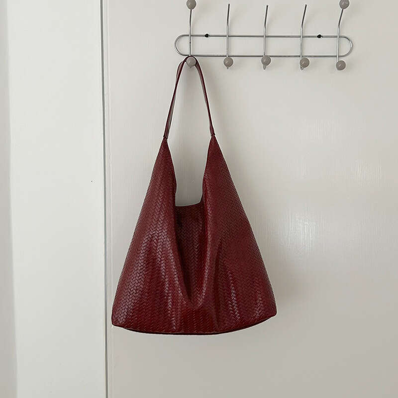 Fashionable Woven Pattern Tote for Women 2025 Spring Summer Large Capacity Casual Solid Color Versatile Shoulder Underarm Bag