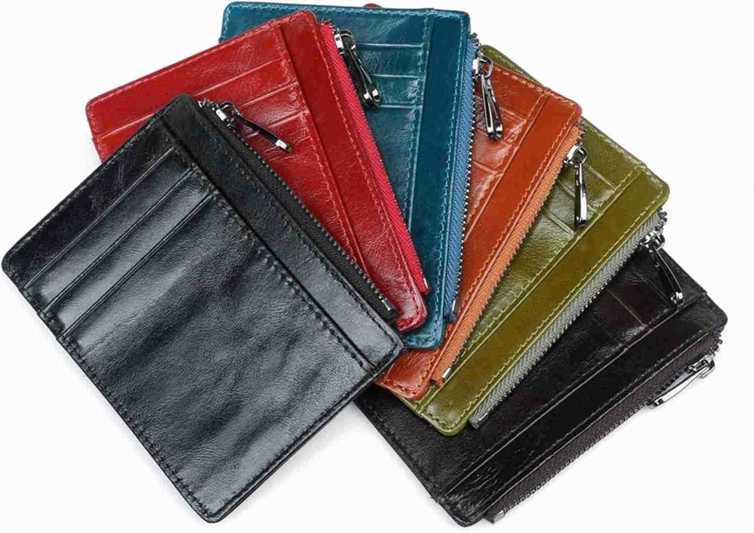 Card Holder Wallet For Men Women Small Minimalist Genuine Leather Wallet Compact RFID Blocking Card Case With Zipper Pocket Z250906