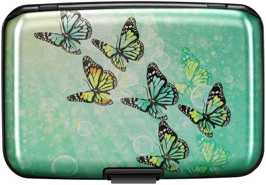 Mini RFID Aluminum Wallet CARDs Holder Business Card Case Metal ID Case for Men WomenFly Butterfly Z250906