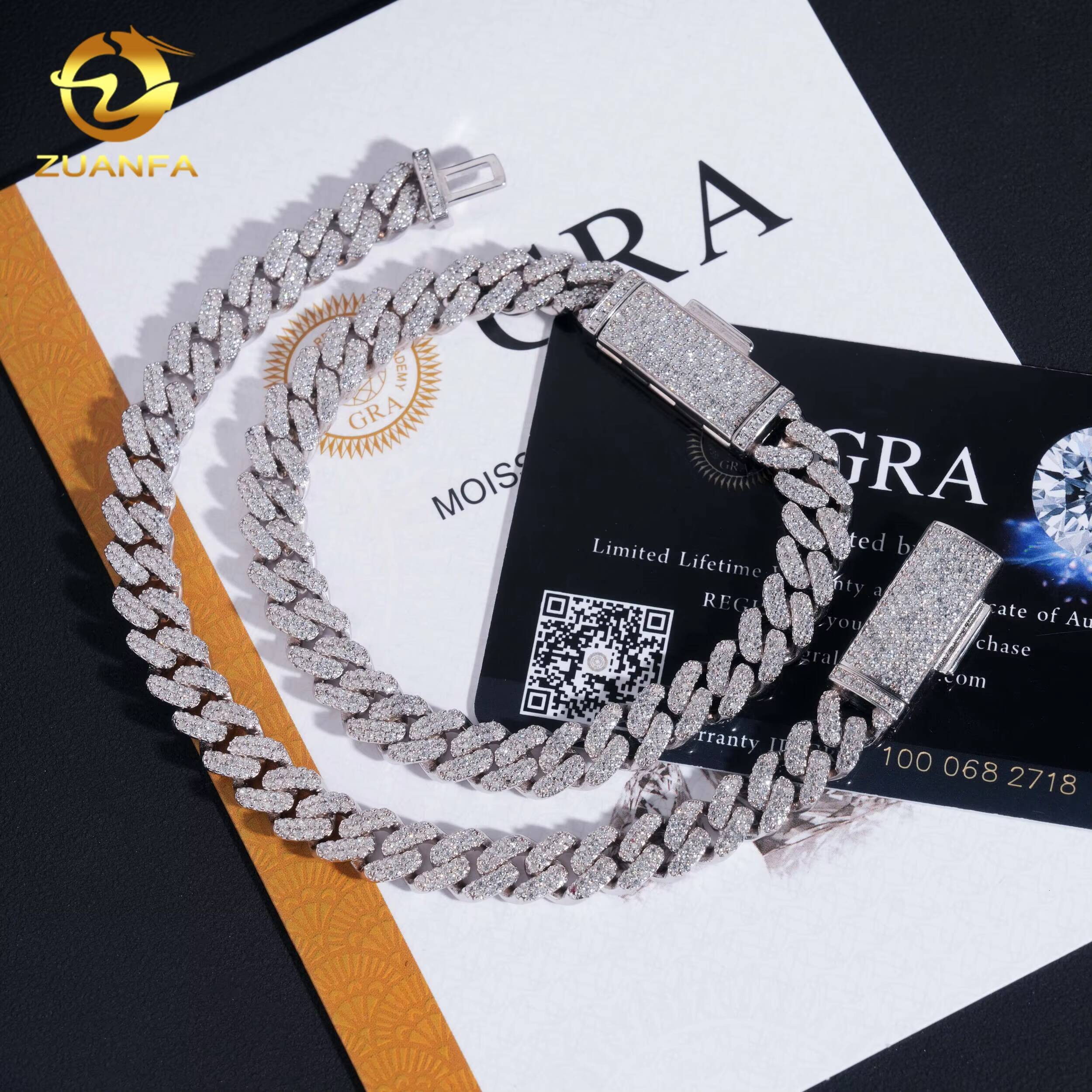 Fast Shipping 8mm Iced Out Bracelet 925 Sterling Silver Hip Hop Pass Diamond Test Moissanite Cuban Link Bracelet