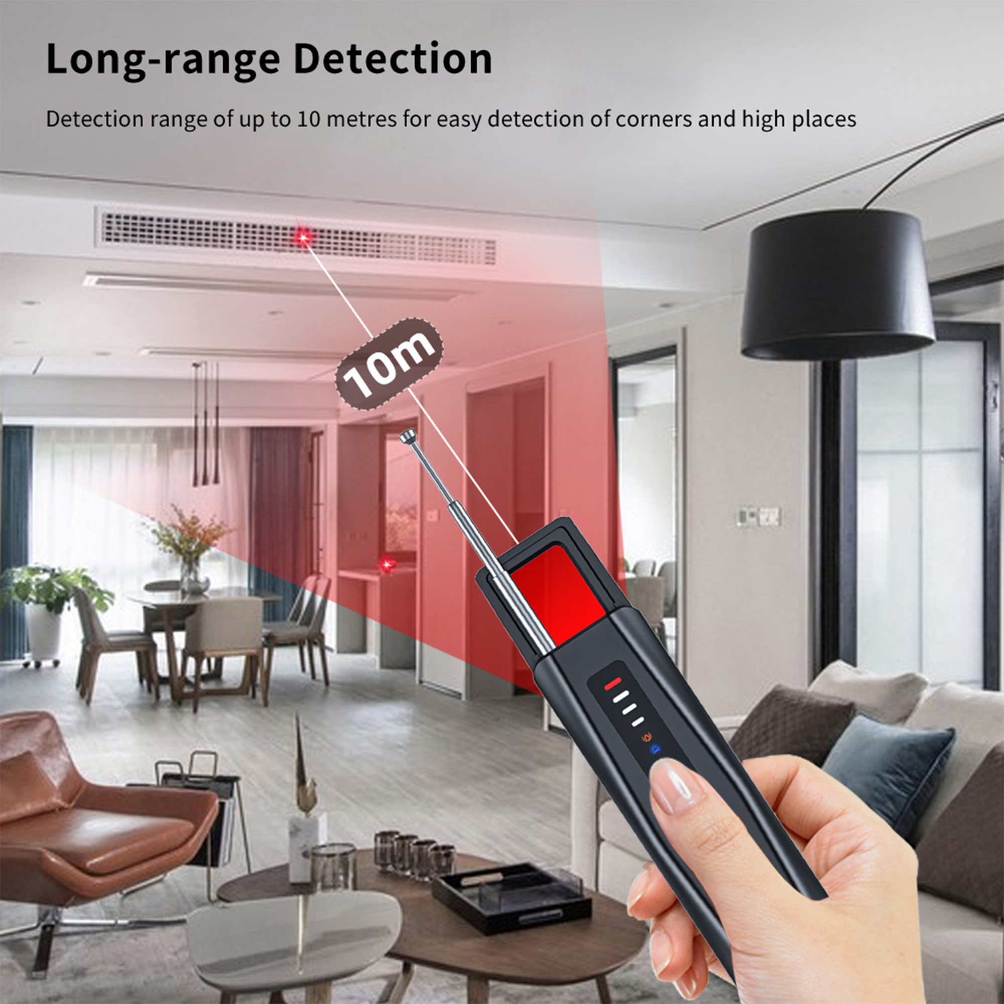 Hidden Camera Detectors, Advanced Anti-Spy Technology RF Signal GPS Tracker Finder, Wireless Bug Sweeper with Magnetic Detection for Home Office Trave
