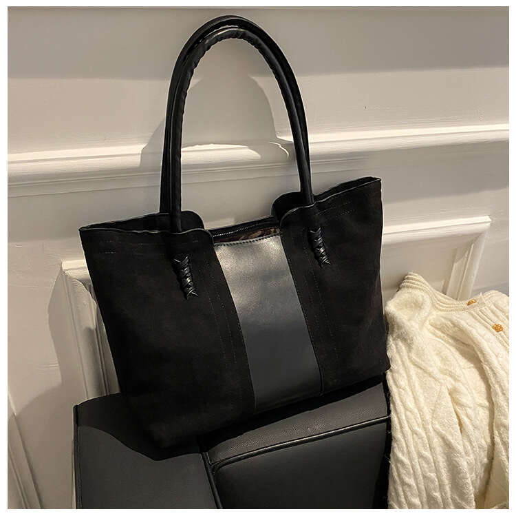 Matte Texture Large for Women 2024 Autumn Winter New Fashion Single Shoulder Commuter Color-Block French Underarm Bag