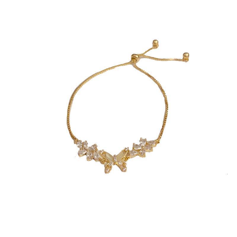 Real Gold Plated Zircon Flower Butterfly Fashionable Elegant Bracelet Niche Versatile High-end Feel Jewelry Mold - view 6
