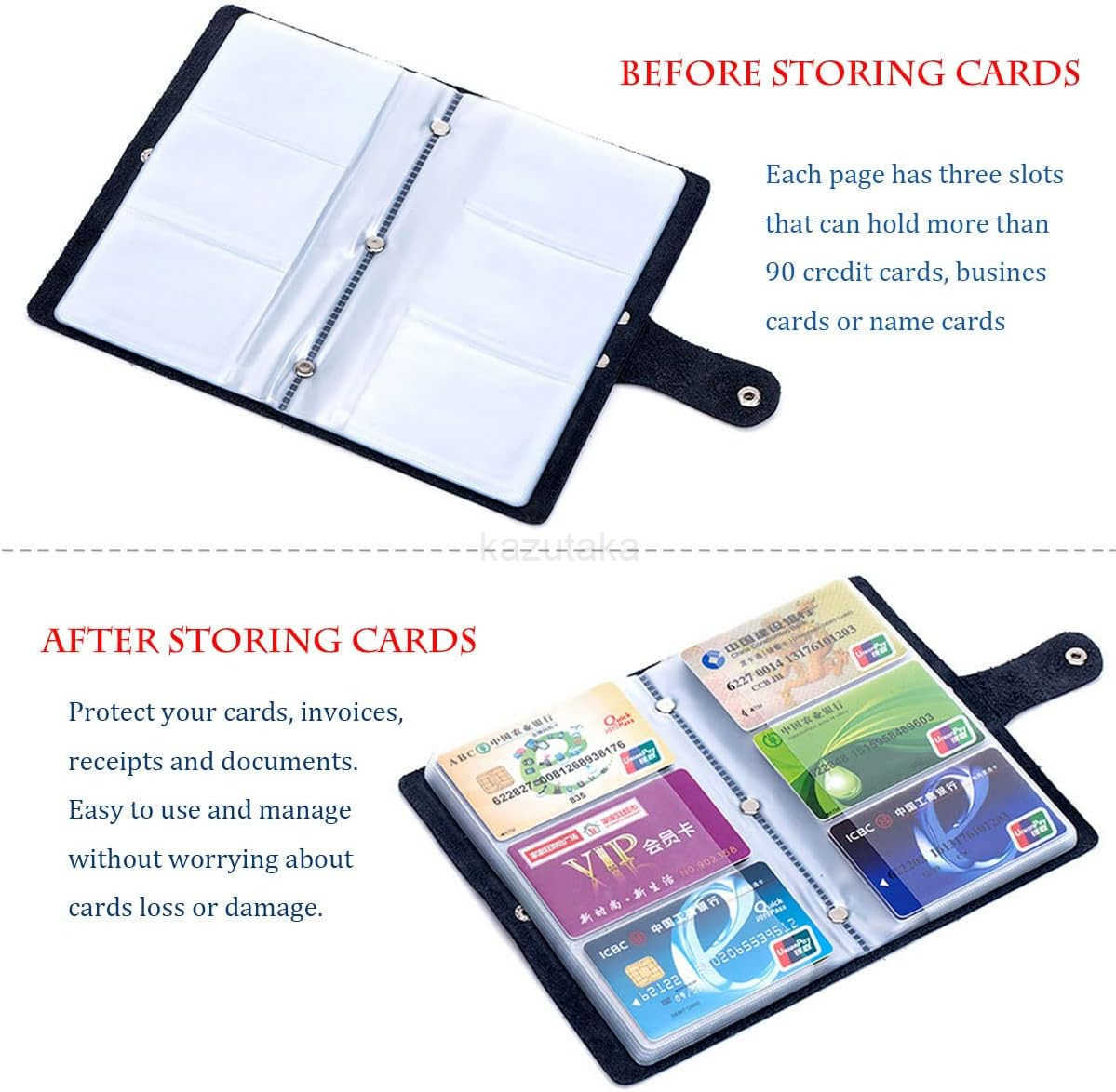 Leather CARD Holder Business Card Case Book Style 90 Count Name ID Card Holder Book Z250906